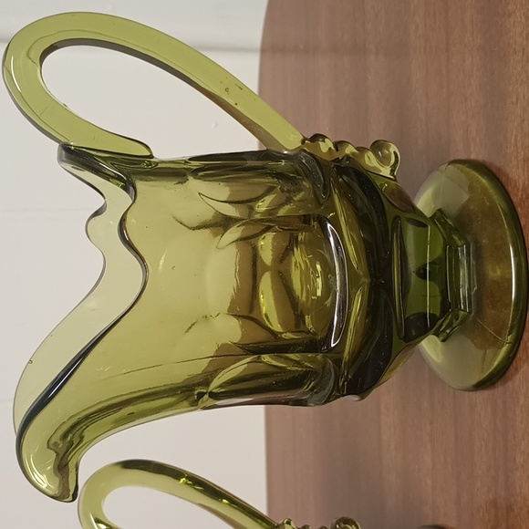 Vintage Fostoria Green Glass Sugar and Creamer Set - Picture 2 of 4